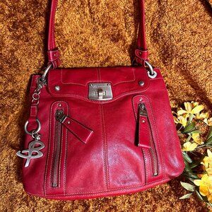b. makowsky Red Leather Shoulder Purse